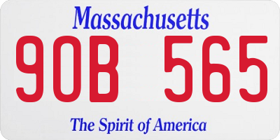 MA license plate 9OB565