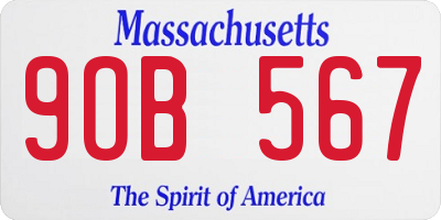 MA license plate 9OB567