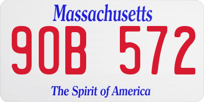 MA license plate 9OB572