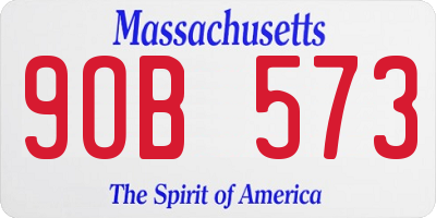 MA license plate 9OB573