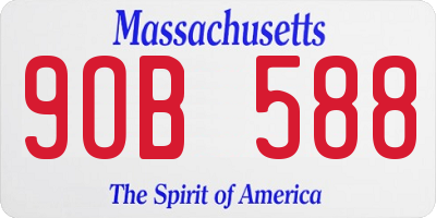 MA license plate 9OB588