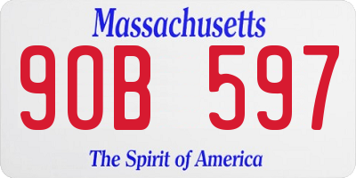 MA license plate 9OB597