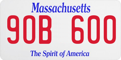 MA license plate 9OB600