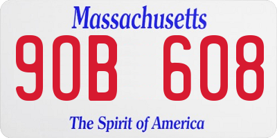 MA license plate 9OB608