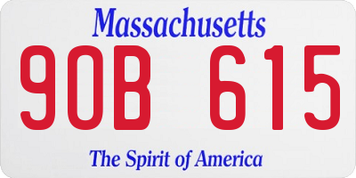 MA license plate 9OB615