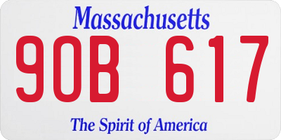 MA license plate 9OB617