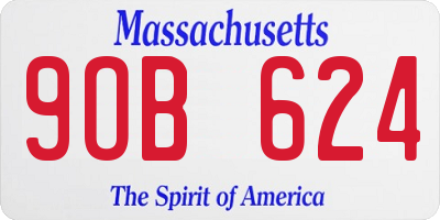 MA license plate 9OB624