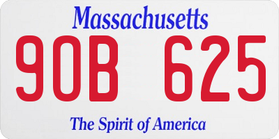 MA license plate 9OB625