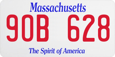 MA license plate 9OB628