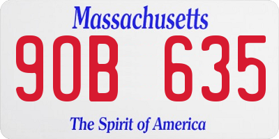MA license plate 9OB635