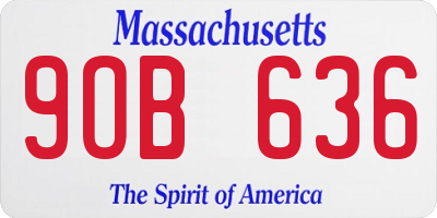 MA license plate 9OB636