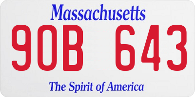 MA license plate 9OB643