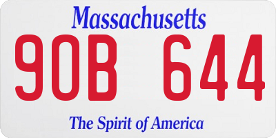 MA license plate 9OB644