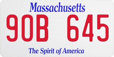 MA license plate 9OB645