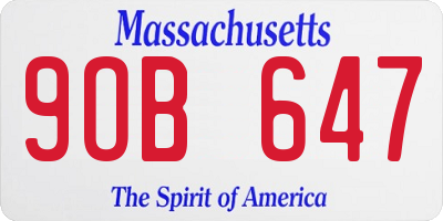 MA license plate 9OB647