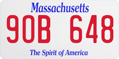 MA license plate 9OB648