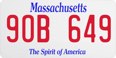 MA license plate 9OB649