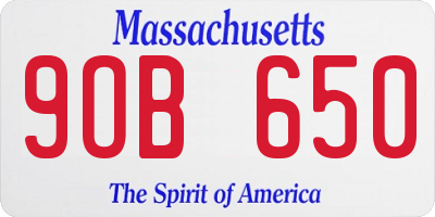 MA license plate 9OB650