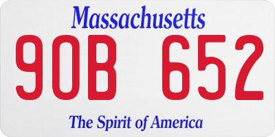 MA license plate 9OB652