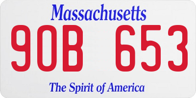 MA license plate 9OB653