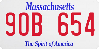 MA license plate 9OB654