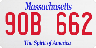MA license plate 9OB662