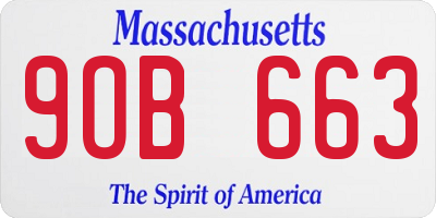 MA license plate 9OB663