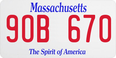 MA license plate 9OB670