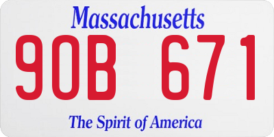 MA license plate 9OB671