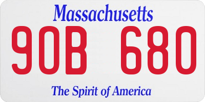MA license plate 9OB680
