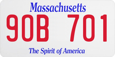 MA license plate 9OB701