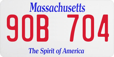 MA license plate 9OB704
