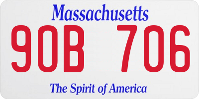 MA license plate 9OB706