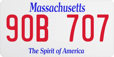 MA license plate 9OB707