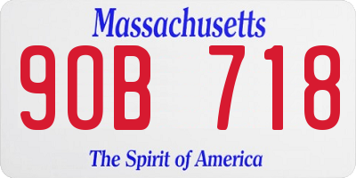 MA license plate 9OB718