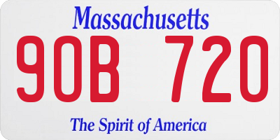 MA license plate 9OB720