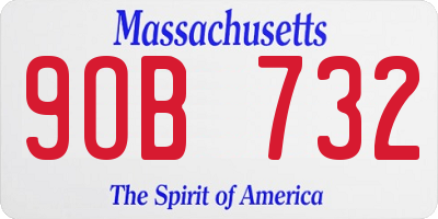 MA license plate 9OB732