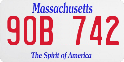 MA license plate 9OB742