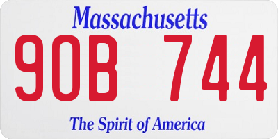 MA license plate 9OB744