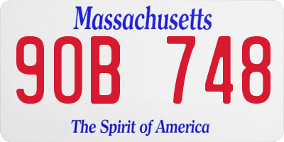 MA license plate 9OB748