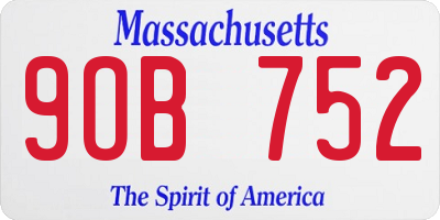 MA license plate 9OB752