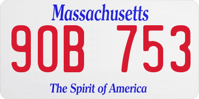 MA license plate 9OB753