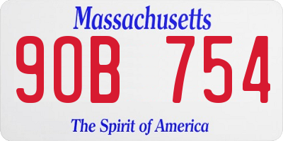 MA license plate 9OB754