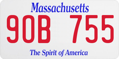 MA license plate 9OB755