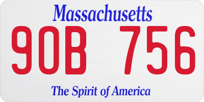 MA license plate 9OB756
