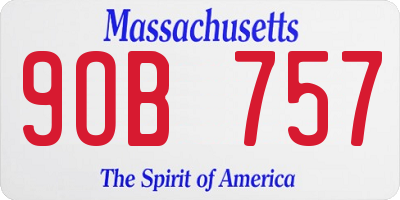 MA license plate 9OB757