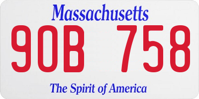 MA license plate 9OB758