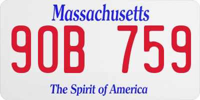 MA license plate 9OB759