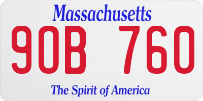 MA license plate 9OB760