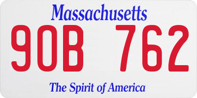 MA license plate 9OB762